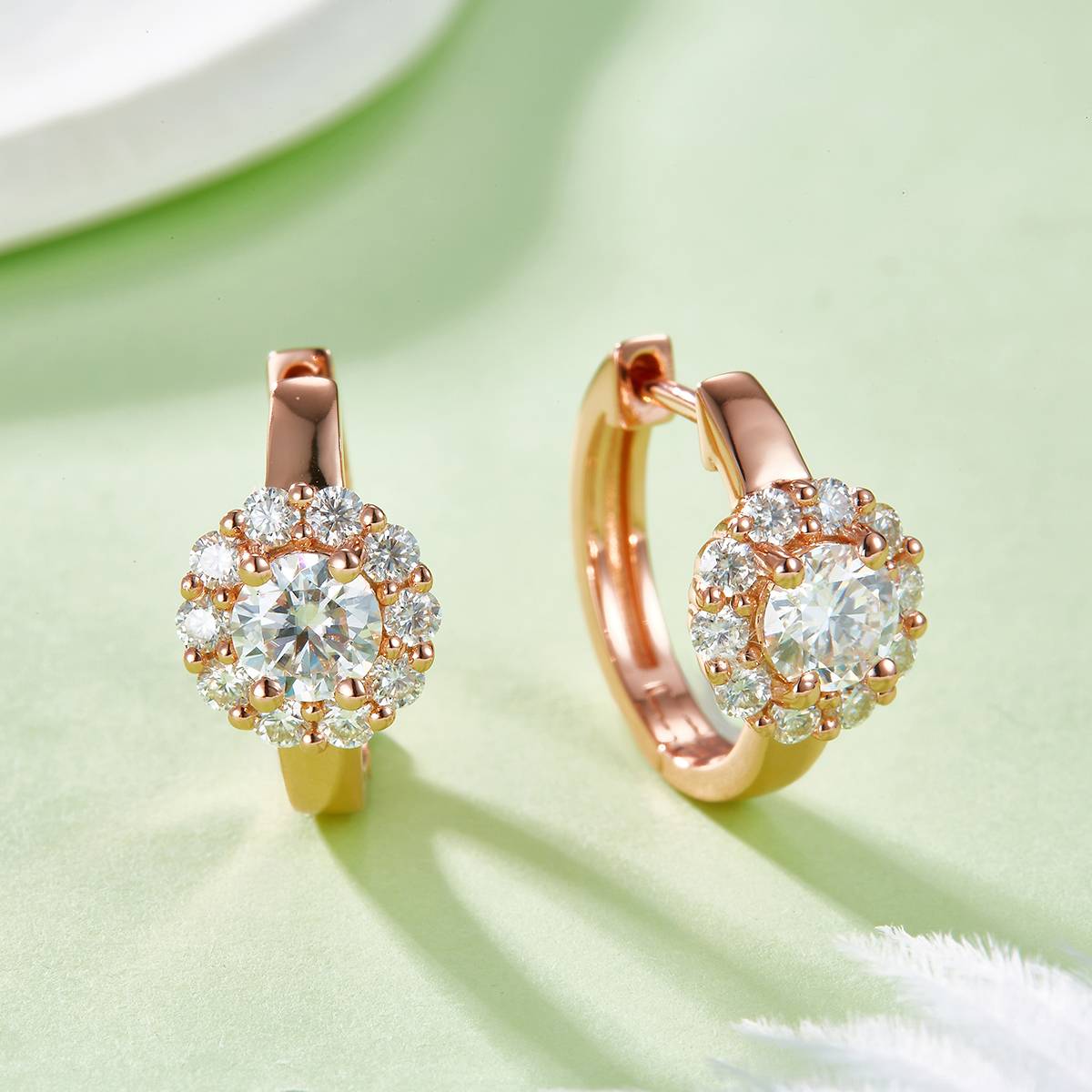 Sunflower Four Claw Earrings S925 Silver Moissanite Grade D 1.6CT